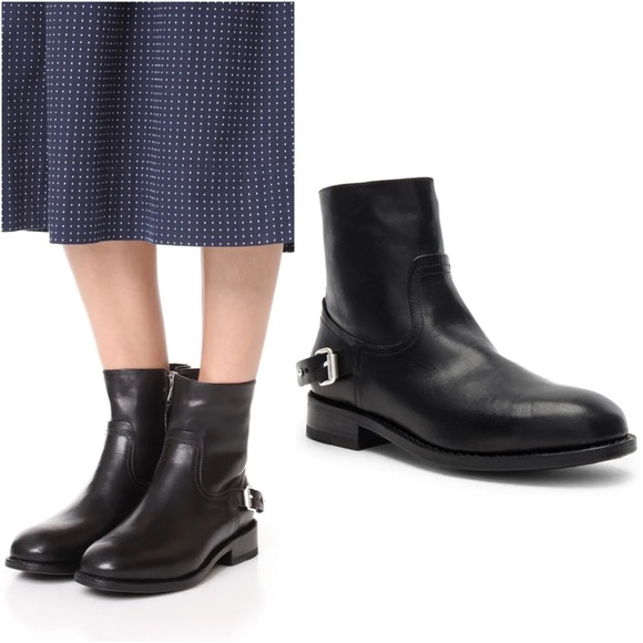 rag & bone Shoes - NEW! Rag & Bone Lightly Distressed Smooth Black Oliver Leather Zip Boots